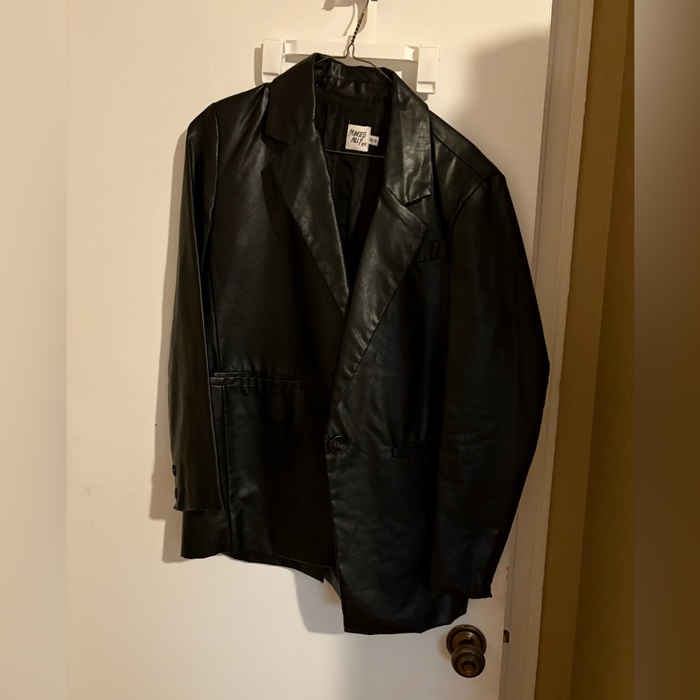 Princess Polly black leather blazer, XS/S